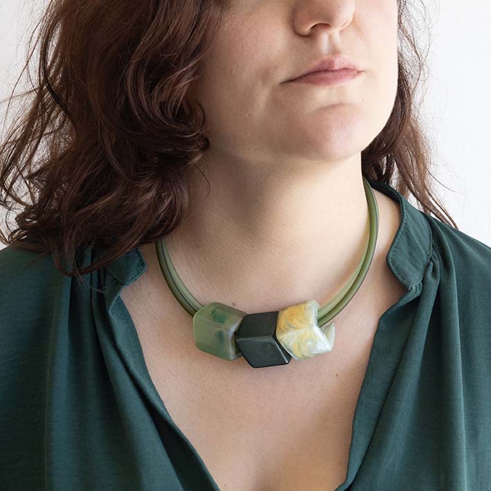 Exclusieve ketting van rubber met 3 Cubes, Garden
