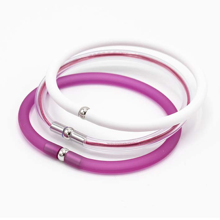 armband van 3 in roze en wit