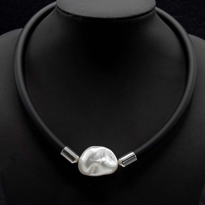 Statement ketting, Rocks, Rubber en Parel XL