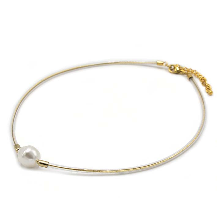 Ketting Rocks Nugget Rubber en Pearl Mini