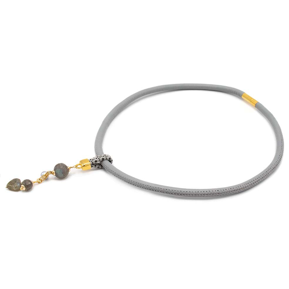 Hanger Labradoriet met parel goud