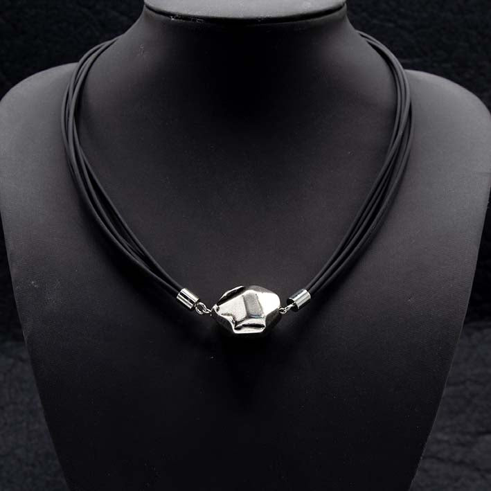 Statement ketting, Rocks, Rubber en Zilver Medium