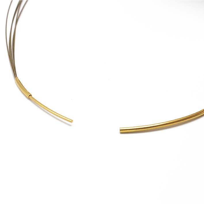 Ketting van 5 lijntjes roestvrij staal in goud of zilver