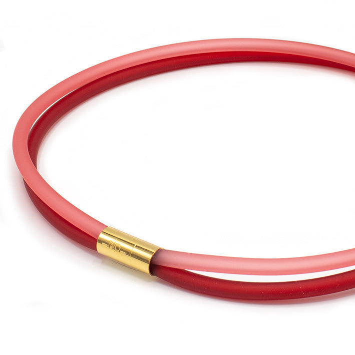 Rubber ketting 2 lijns, rood/koraal