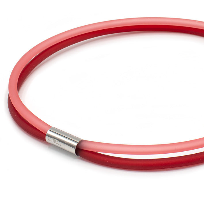 Rubber ketting 2 lijns, rood/koraal