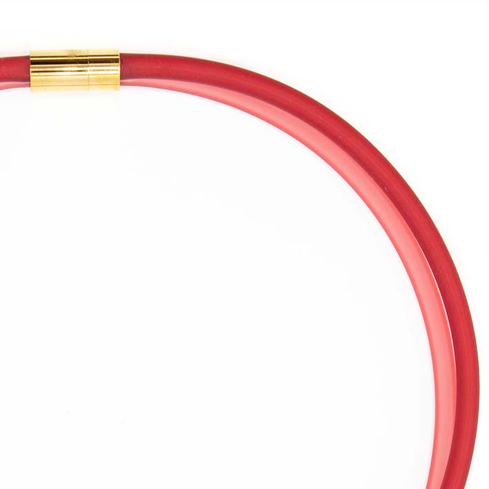 Rubber ketting 2 lijns, rood/koraal