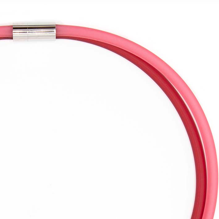 Rubber ketting 2 lijns, rood/koraal