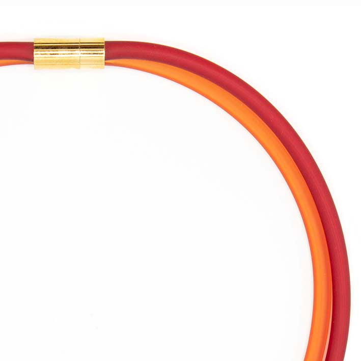 Rubber ketting, 2 lijns rood/oranje