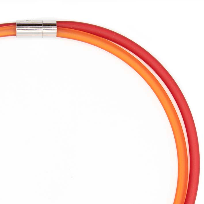 Rubber ketting, 2 lijns rood/oranje