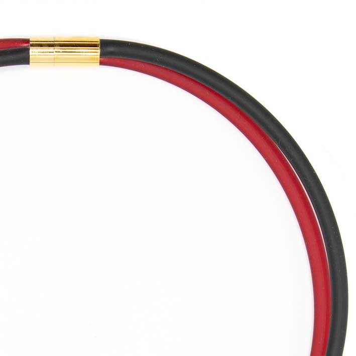 Rubber ketting 2 lijns, rood/zwart