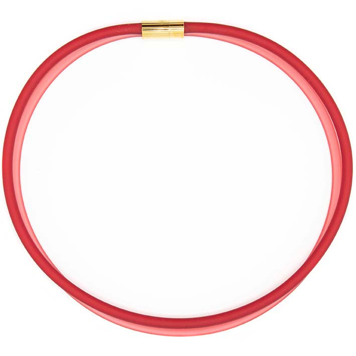 Rubber ketting 2 lijns, rood/koraal
