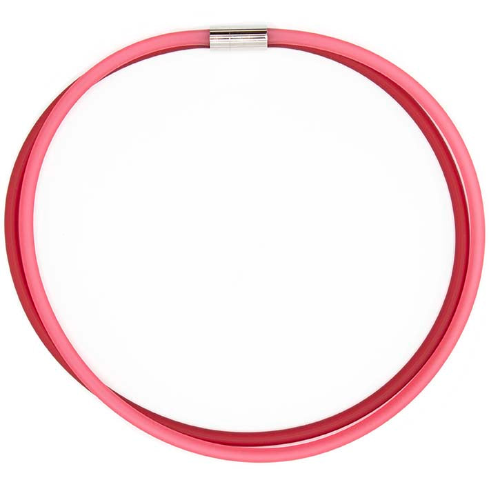 Rubber ketting 2 lijns, rood/koraal