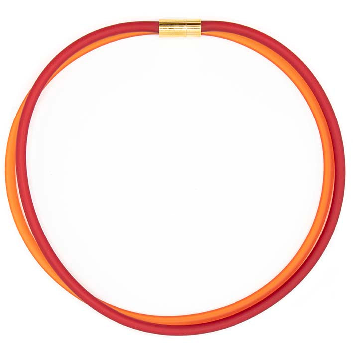 Rubber ketting, 2 lijns rood/oranje