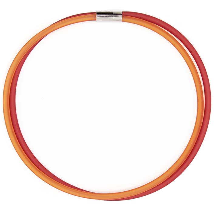 Rubber ketting, 2 lijns rood/oranje