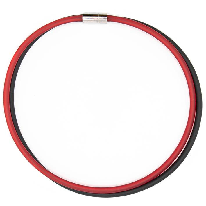 Rubber ketting 2 lijns, rood/zwart
