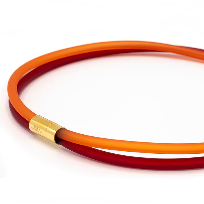 Rubber ketting, 2 lijns rood/oranje