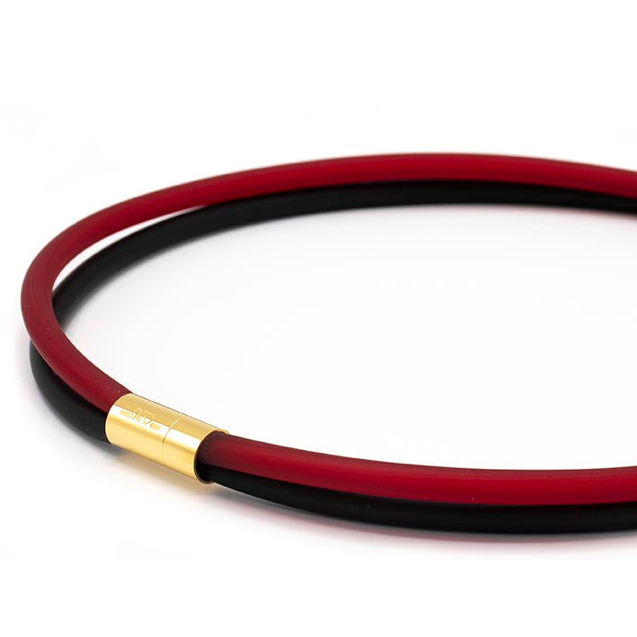 Rubber ketting 2 lijns, rood/zwart