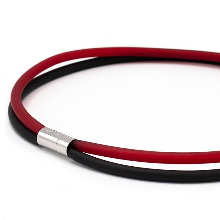 Rubber ketting 2 lijns, rood/zwart