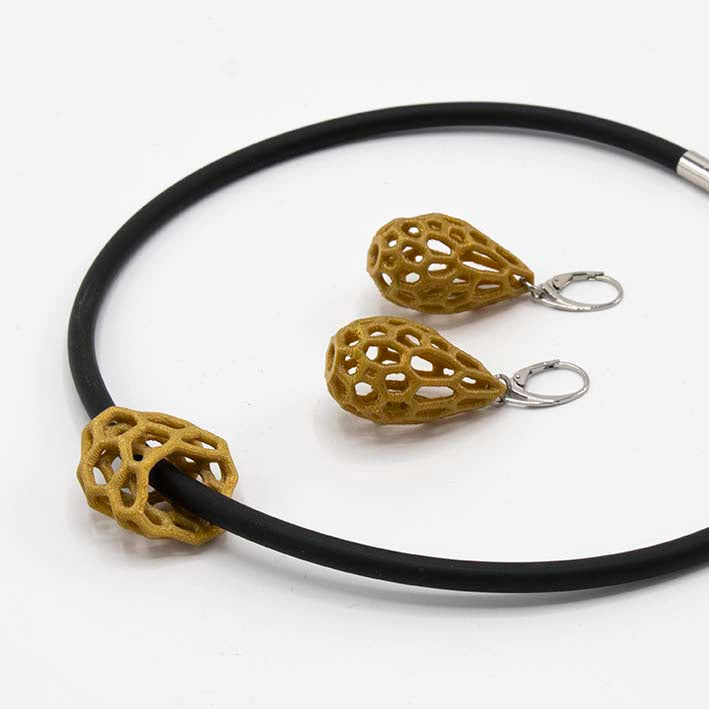 3D geprinte oorbellen - Goud - 100% biologisch afbreekbaar
