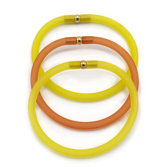 Rubber armbandjes geel 3x
