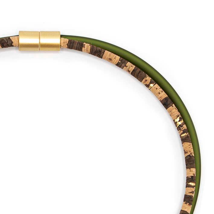 Ketting, 2 lijns, kurk/rubber, Military