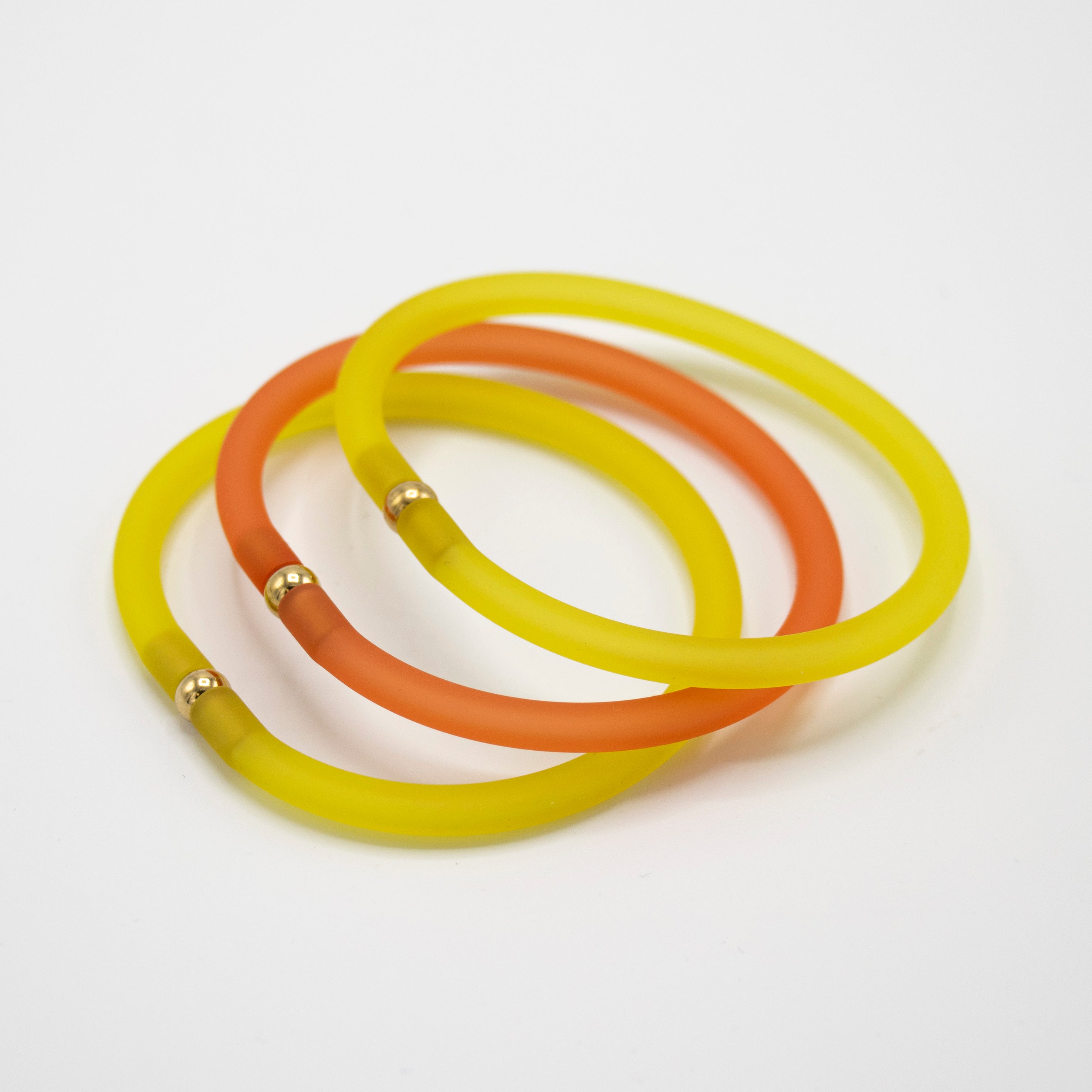 Rubber armbandjes geel 3x