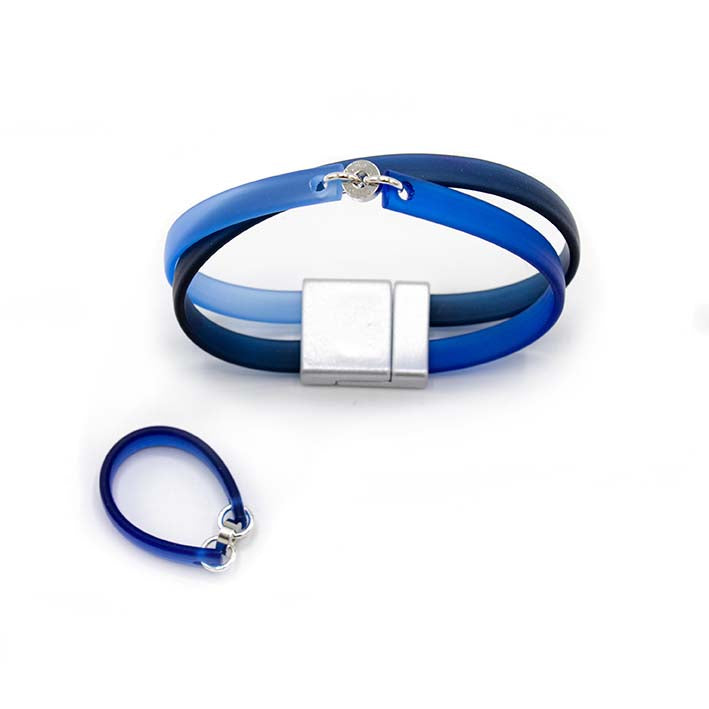 Zero waste armband, Bits & Sripes, blauw mix