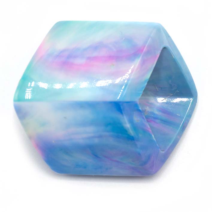 Cube Marble Blue Shiny