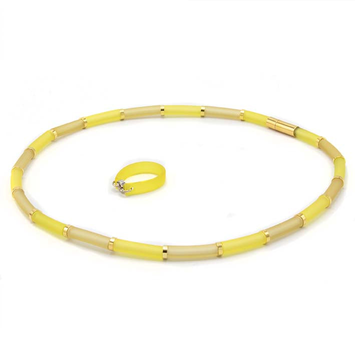 Rubberen ketting Bits & Pieces Geel met Champagne