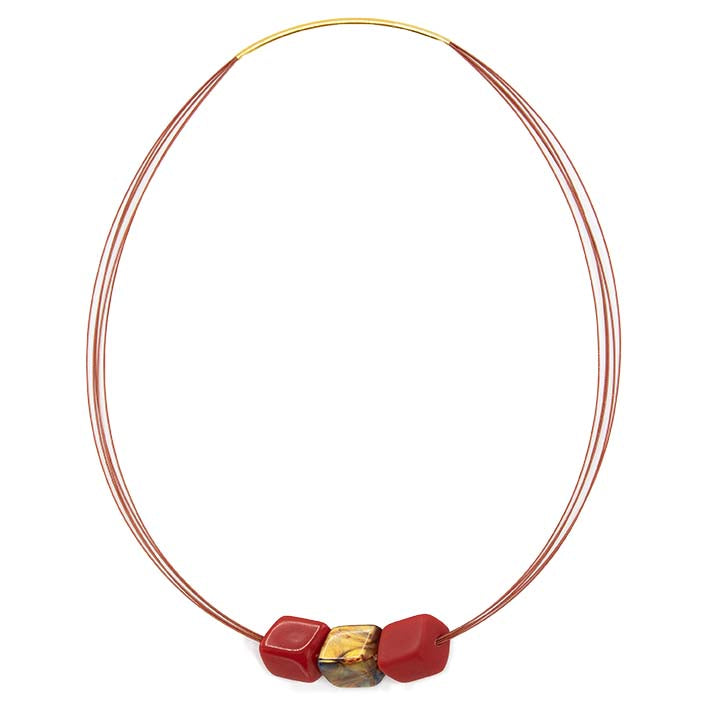 Ketting met mini cubes, Rood mix