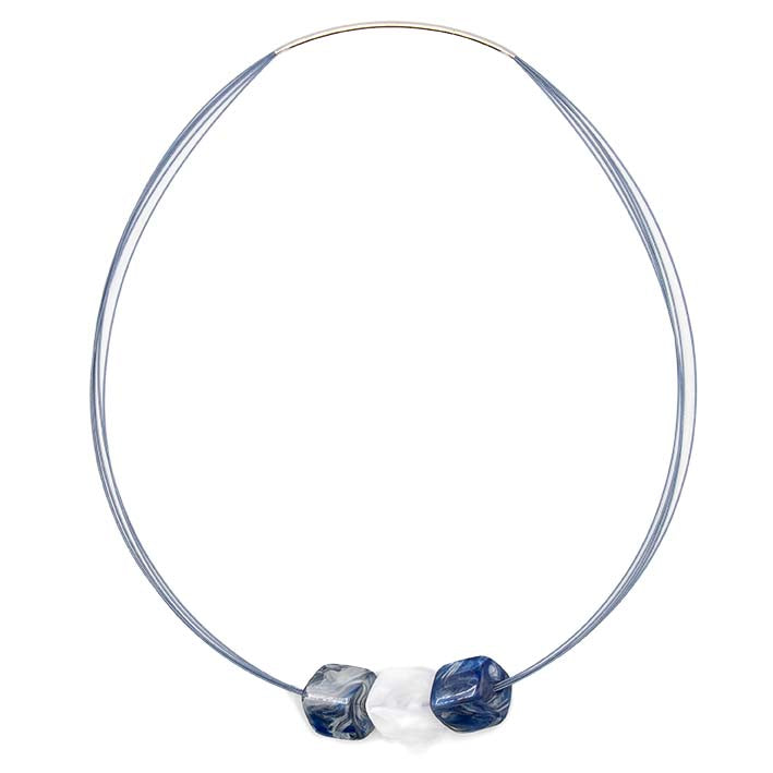 Ketting met 3 mini cubes, Jeans