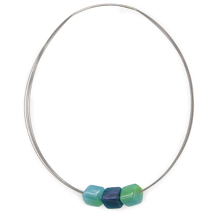 Ketting met 3 mini cubes, Sea mix
