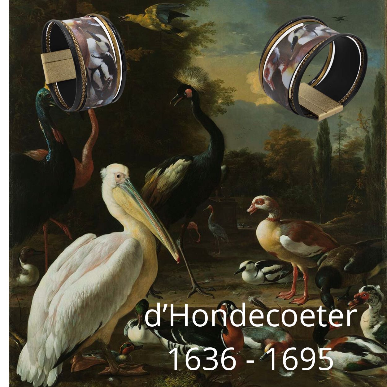 Art Bracelet, d'Hondecoeter, Ducks, 40mm