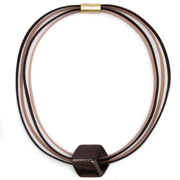 Rubber ketting 4 lijns Ribbon , Mahogany