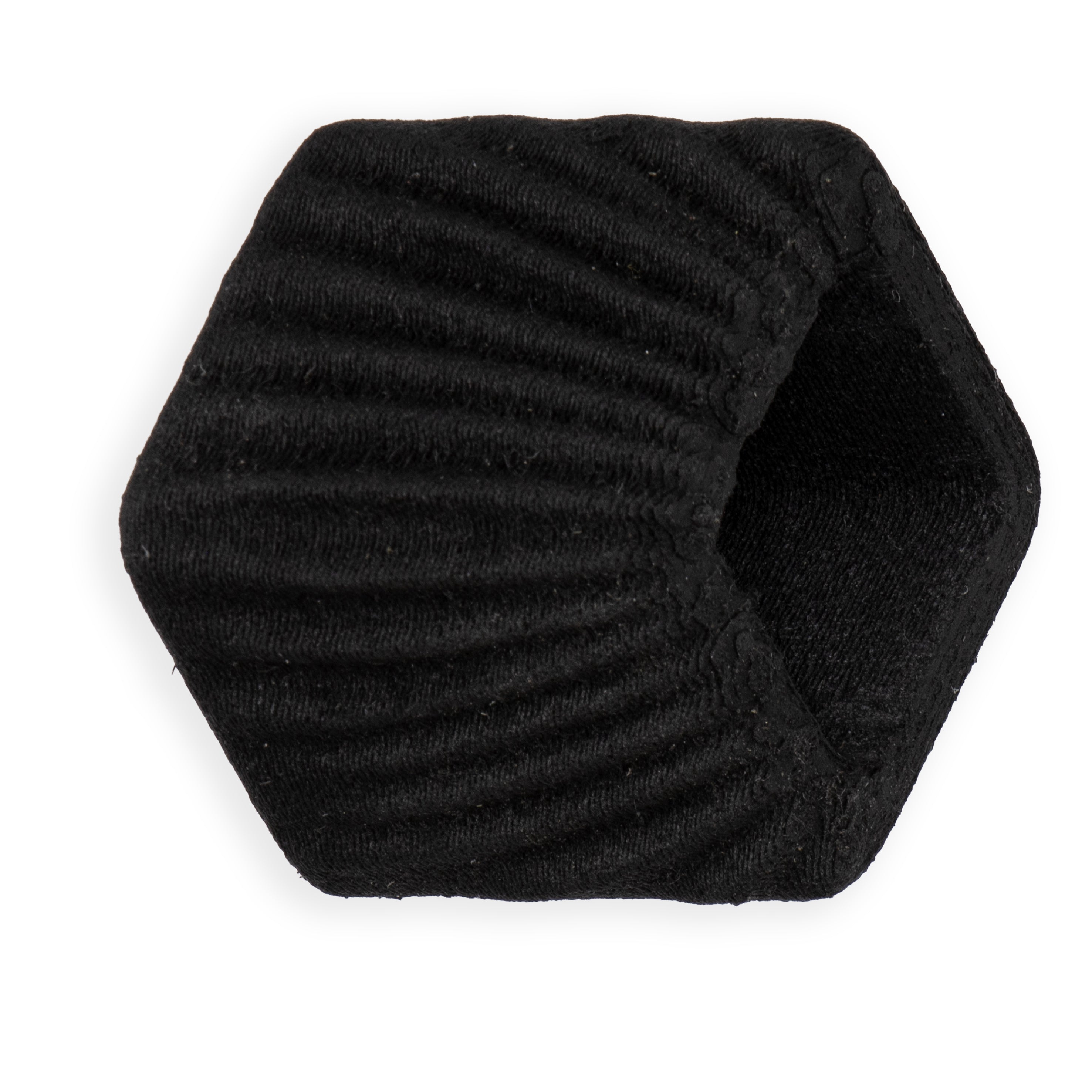 Zwarte Cube hanger Ebony Rays van Fates, 3D-geprint met uitwaaierend stralenreliëf