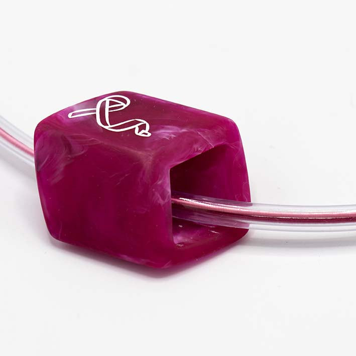 Ketting van RUBBER 1 lijns met Cube Pink Ribbon