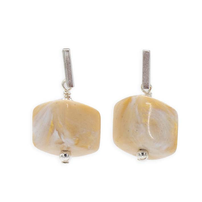 Oorbellen met  1 Cube, Ivory