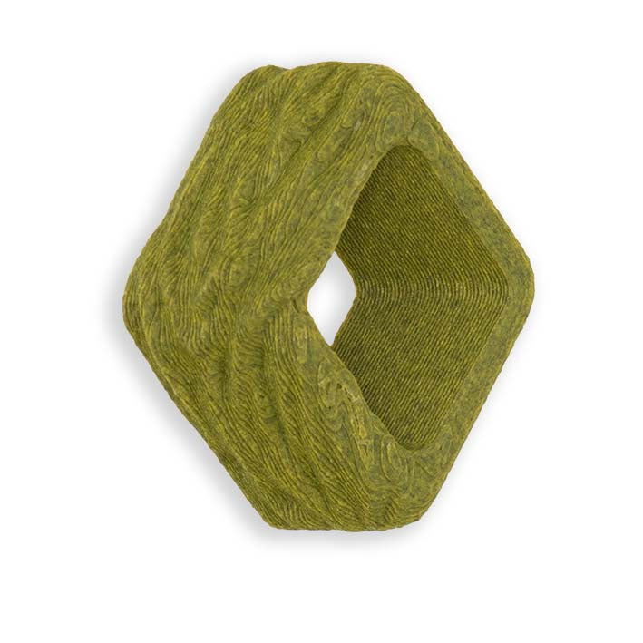 Cube Spacer Green Stone Tree Bark van Fates, mosgroen met schorsreliëf