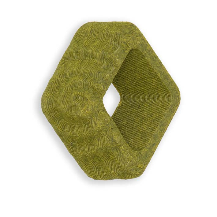 Cube Spacer Green Stone Fossil van Fates, mosgroen met gelaagd steenreliëf