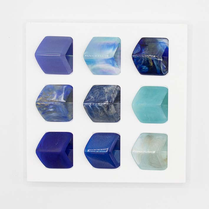 Duurzame Display voor Cubes in 3D geprint bio plastic, blauw