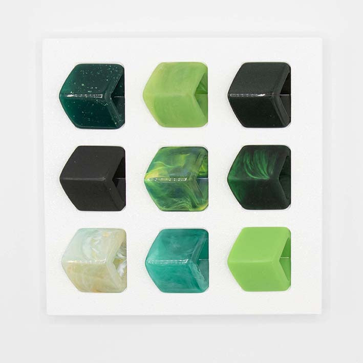 Duurzame Display voor Cubes in 3D geprint bio plastic, groen