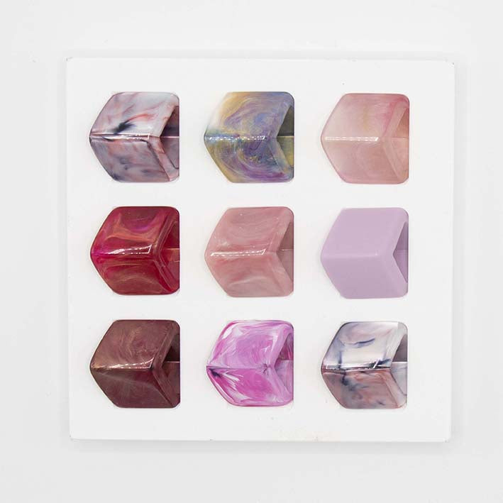 Duurzame Display voor Cubes in 3D geprint bio plastic, roze