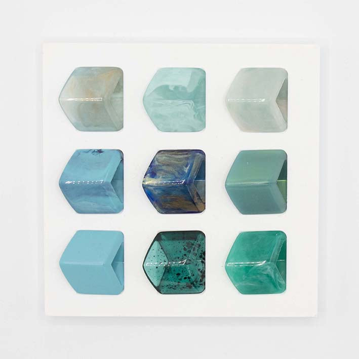 Duurzame Display voor Cubes in 3D geprint bio plastic, turquoise
