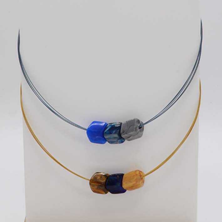 Ketting multilijns 3 Mini Cube blauw
