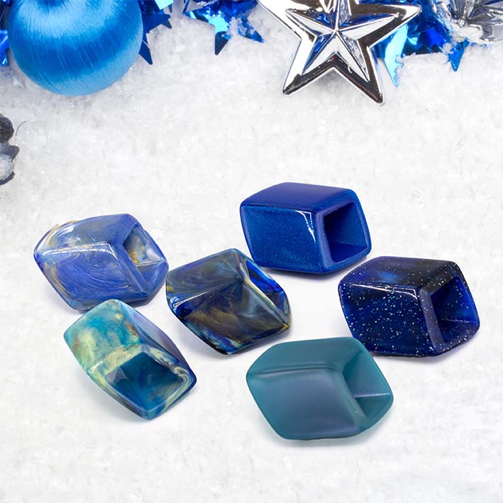 set van 6 cubes in blauwtinten