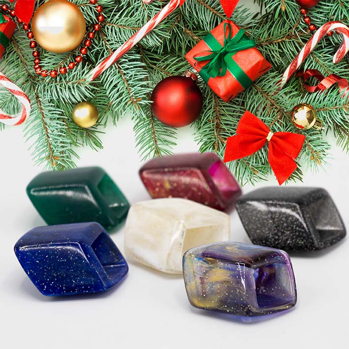 set van 6 glitter cubes