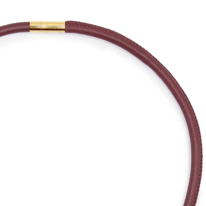Ketting van leer, donkerrood, 1-lijns