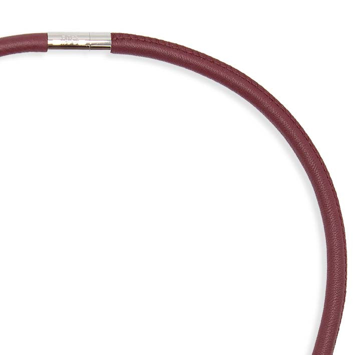 Ketting van leer, donkerrood, 1-lijns
