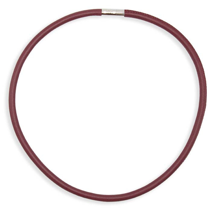 Ketting van leer, donkerrood, 1-lijns
