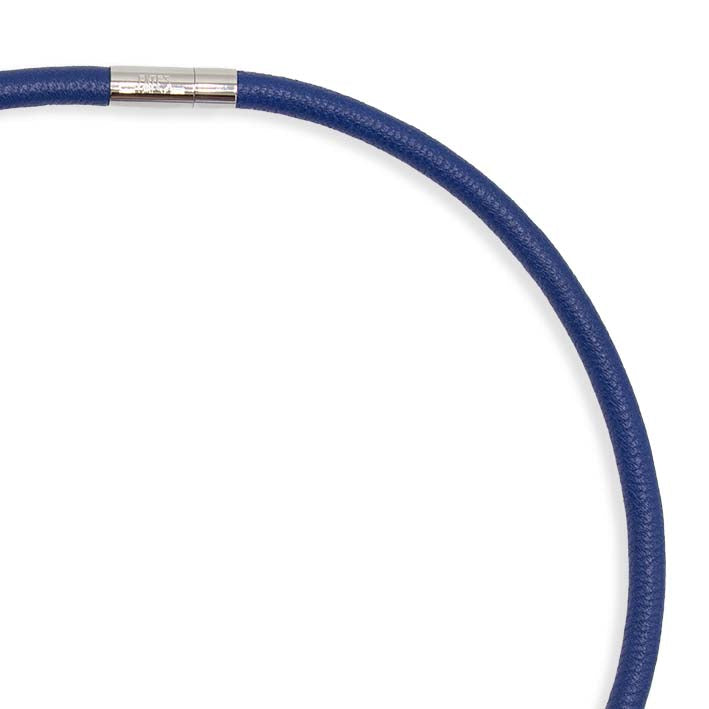 Ketting van leer, kobalt blauw, 1-lijns